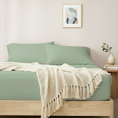 Egyptian Cotton Fitted and Pillow Case Set 400 Thread Count Basil