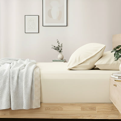 Egyptian Cotton Fitted and Pillow Case Set 400 Thread Count Vanilla