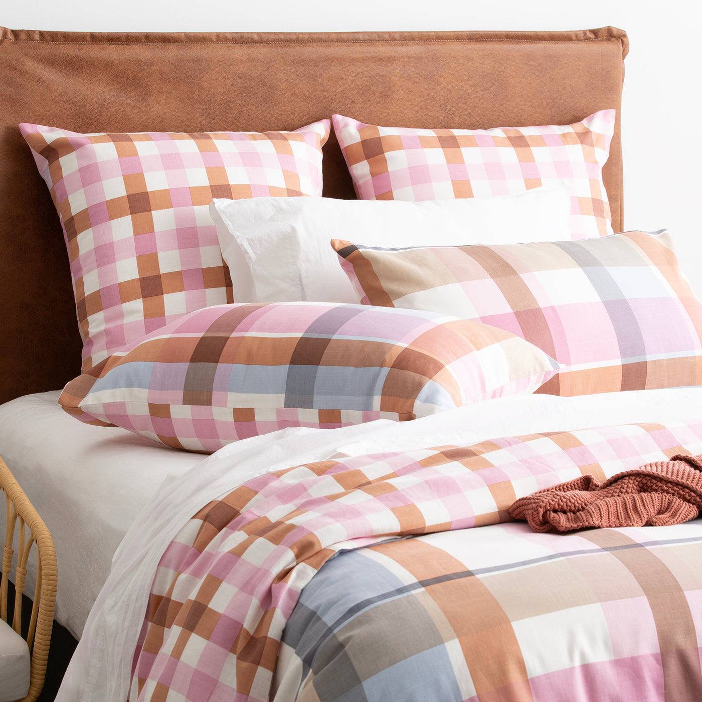 Miranda Check Textured Cotton Slub Reversible Quilt Cover Set
