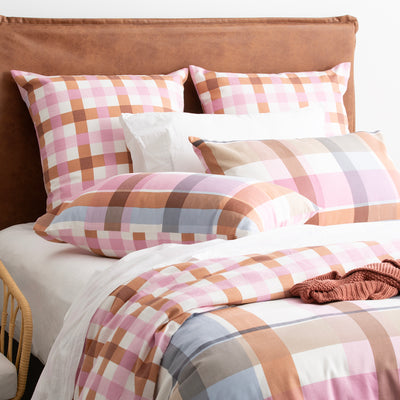 Miranda Check Textured Cotton Slub Reversible Quilt Cover Set