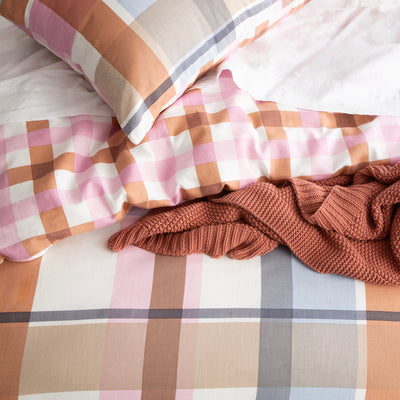 Miranda Check Textured Cotton Slub Reversible Quilt Cover Set