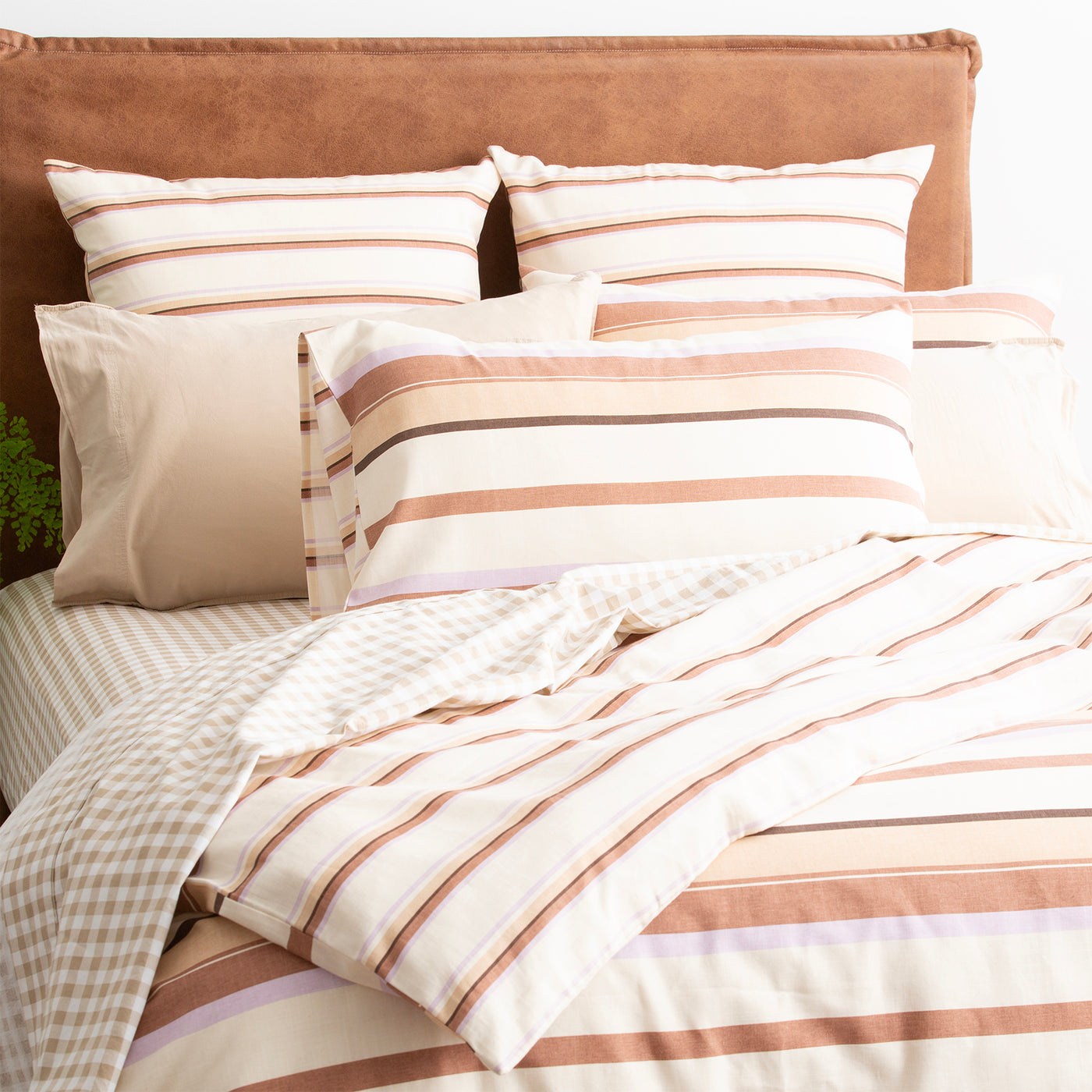 William Stripe Textured Cotton Slub Reversible Quilt Cover Set