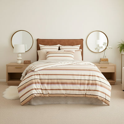 William Stripe Textured Cotton Slub Reversible Quilt Cover Set