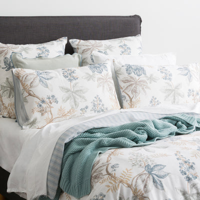 Floral Vine Textured Cotton Slub Reversible Quilt Cover Set