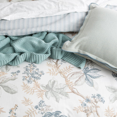 Floral Vine Textured Cotton Slub Reversible Quilt Cover Set