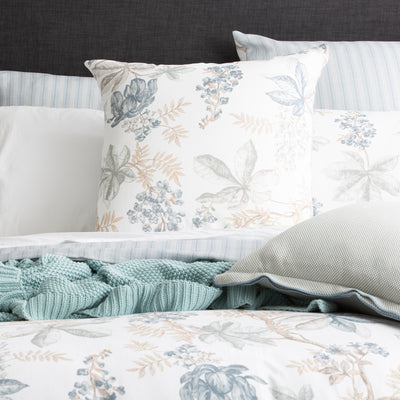 Floral Vine Textured Cotton Slub Reversible Quilt Cover Set