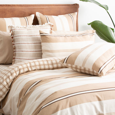 Stephine Stripe Textured Cotton Slub Reversible Quilt Cover Set