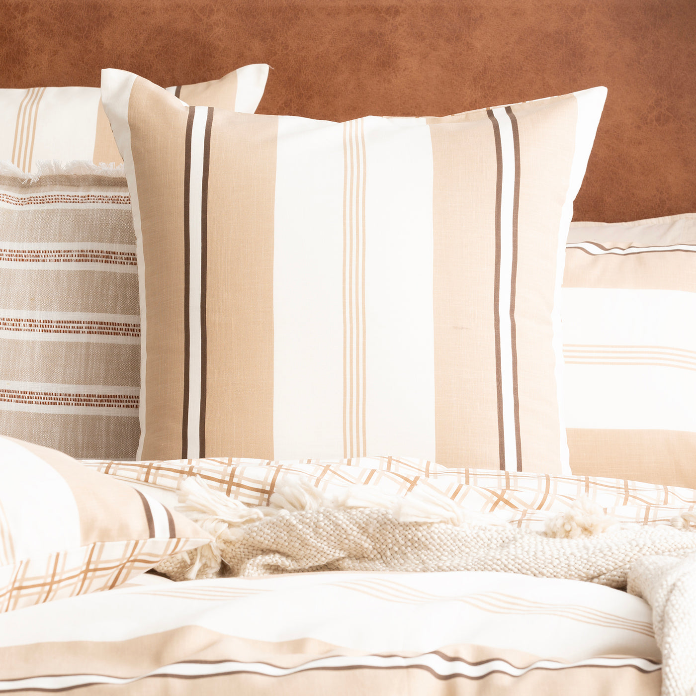 Stephine Stripe Textured Cotton Slub Reversible Quilt Cover Set