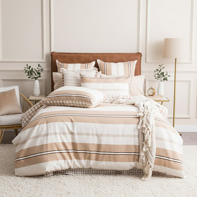 Stephine Stripe Textured Cotton Slub Reversible Quilt Cover Set