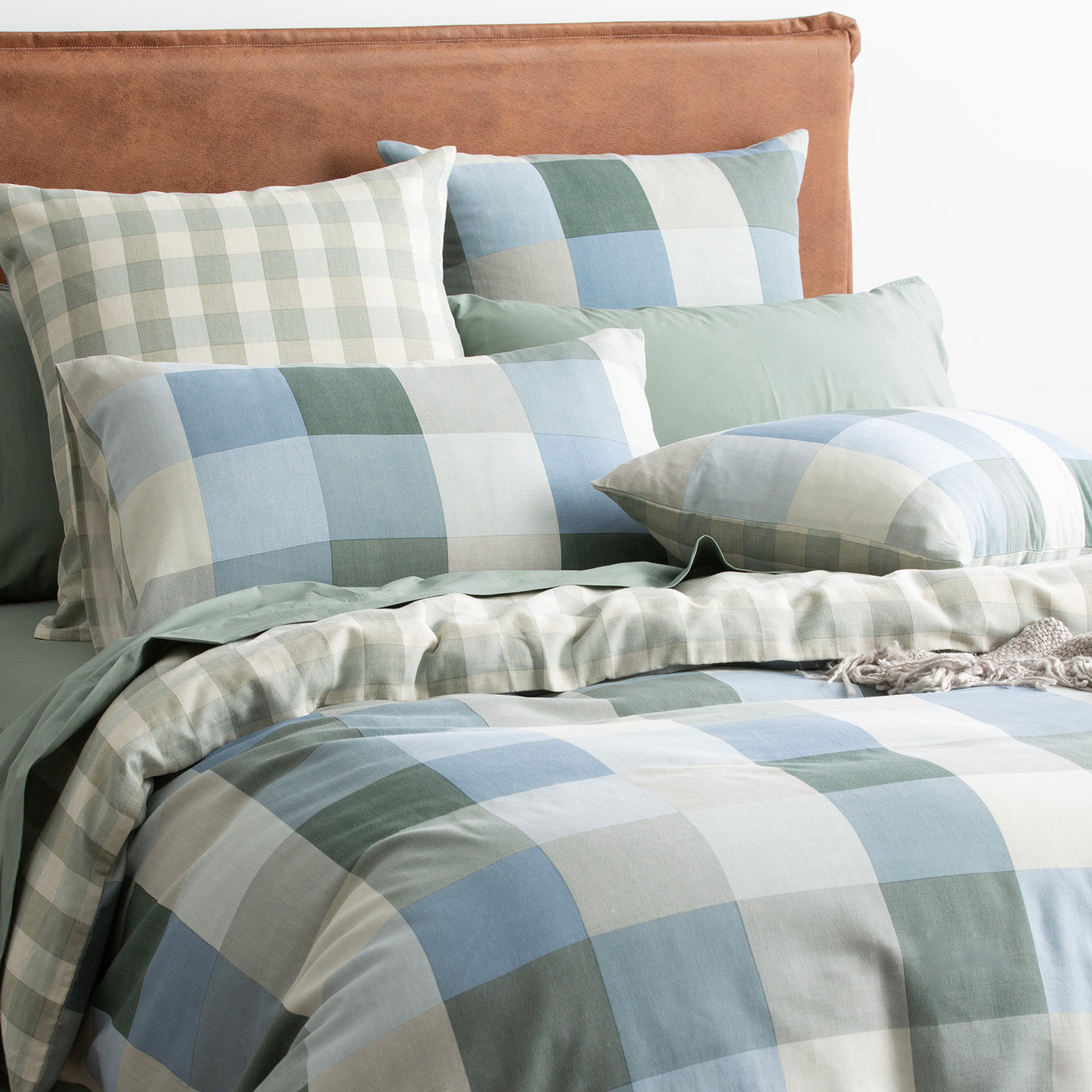 Jackson Check Textured Cotton Slub Reversible Quilt Cover Set