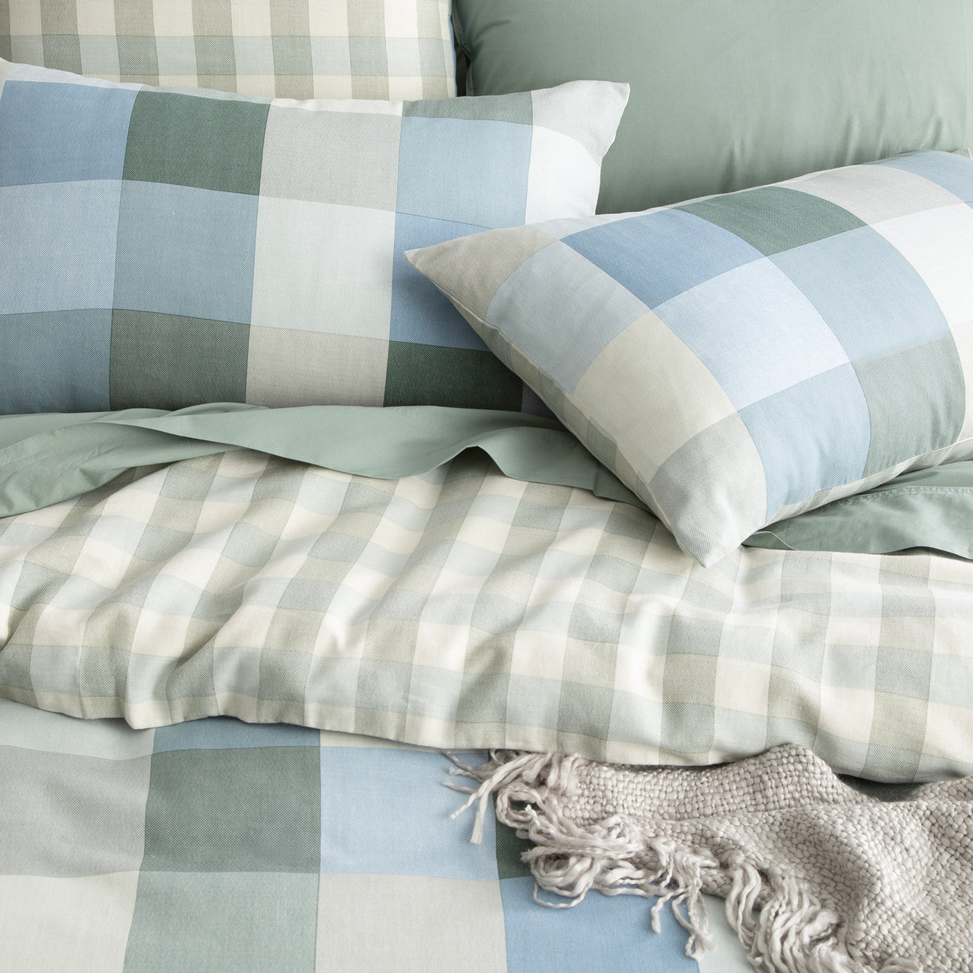 Jackson Check Textured Cotton Slub Reversible Quilt Cover Set