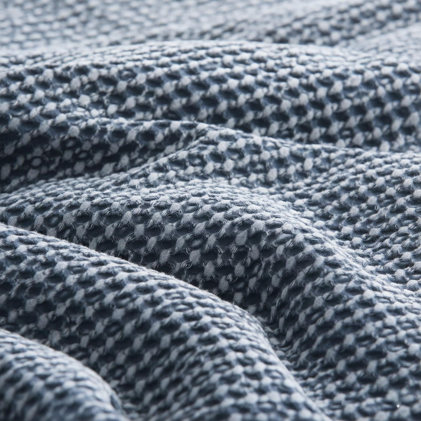 Boronia Stone Washed Cotton Waffle Comforter Set Denim