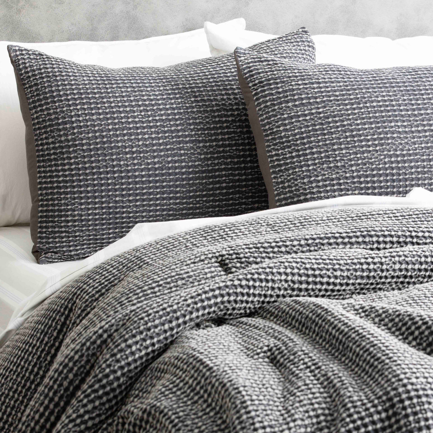 Boronia Stone Washed Cotton Waffle Comforter Set Magnet