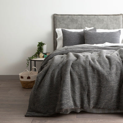 Boronia Stone Washed Cotton Waffle Comforter Set Magnet