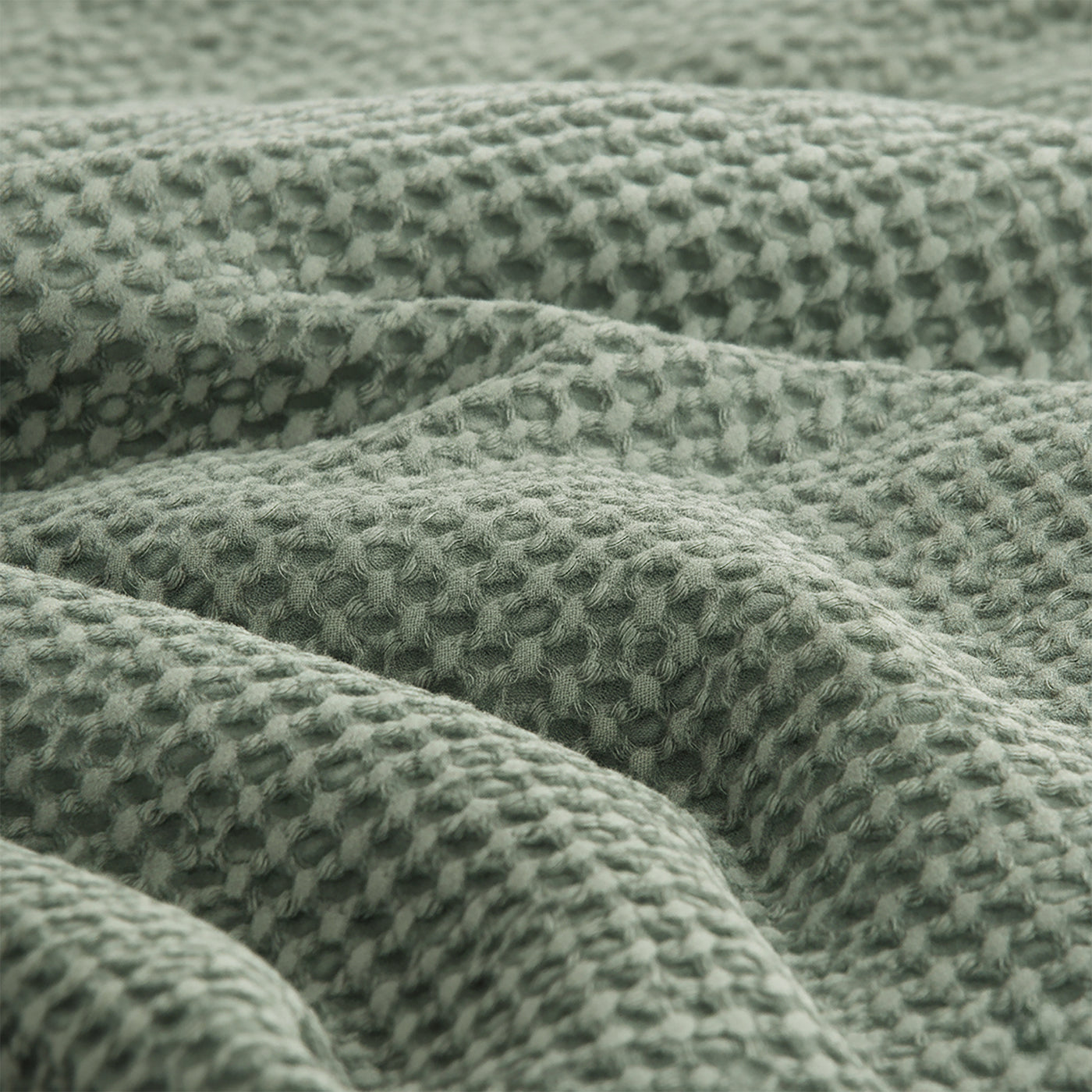 Boronia Stone Washed Cotton Waffle Comforter Set Moss