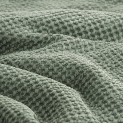 Boronia Stone Washed Cotton Waffle Comforter Set Moss