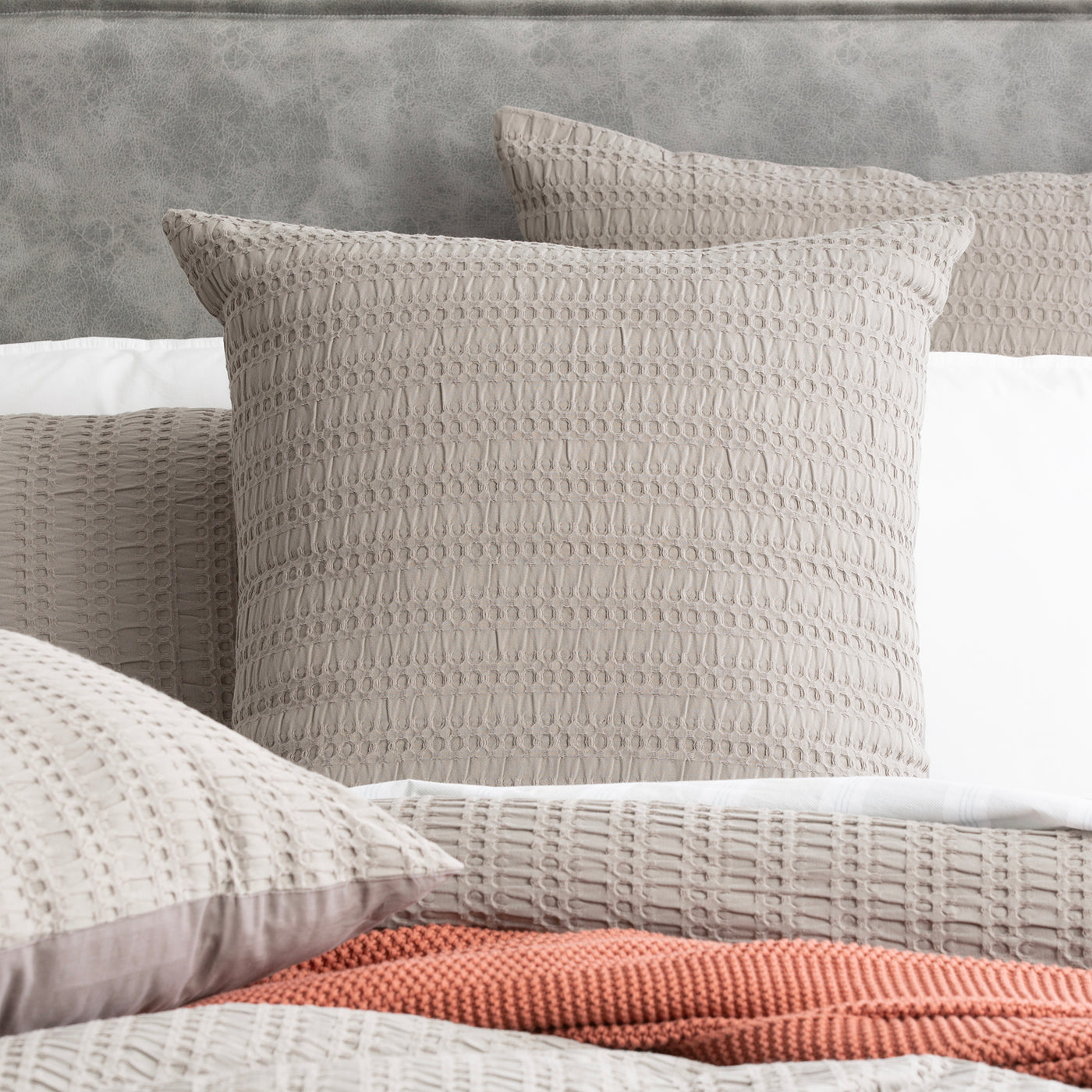 Celeste Seersucker Cotton Waffle Quilt Cover Set Charcoal