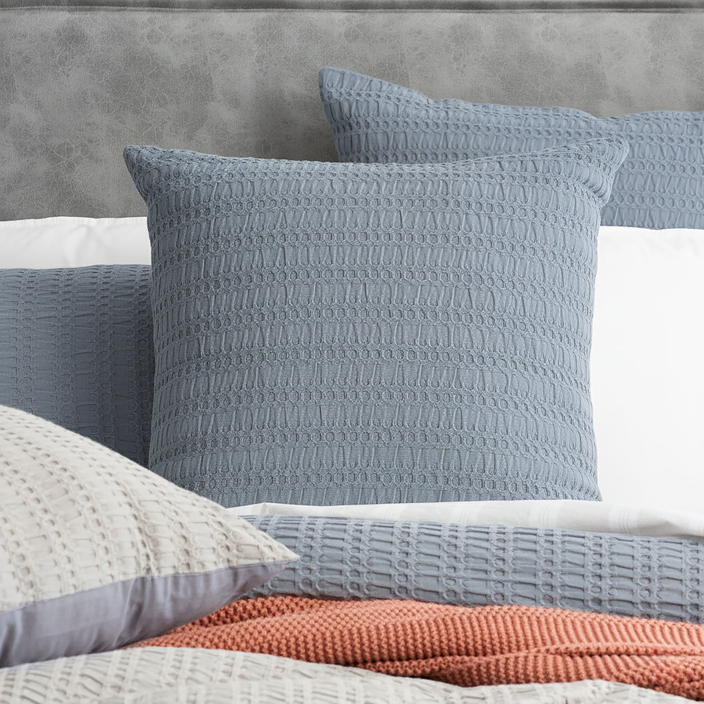 Celeste Seersucker Cotton Waffle Quilt Cover Set Ink