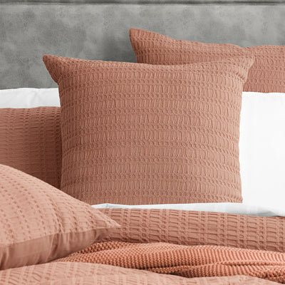 Celeste Seersucker Cotton Waffle Quilt Cover Set Rust