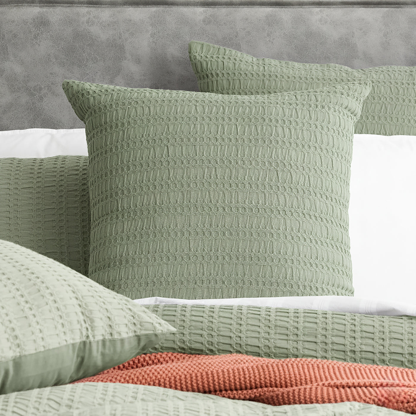 Celeste Seersucker Cotton Waffle Quilt Cover Set Sage