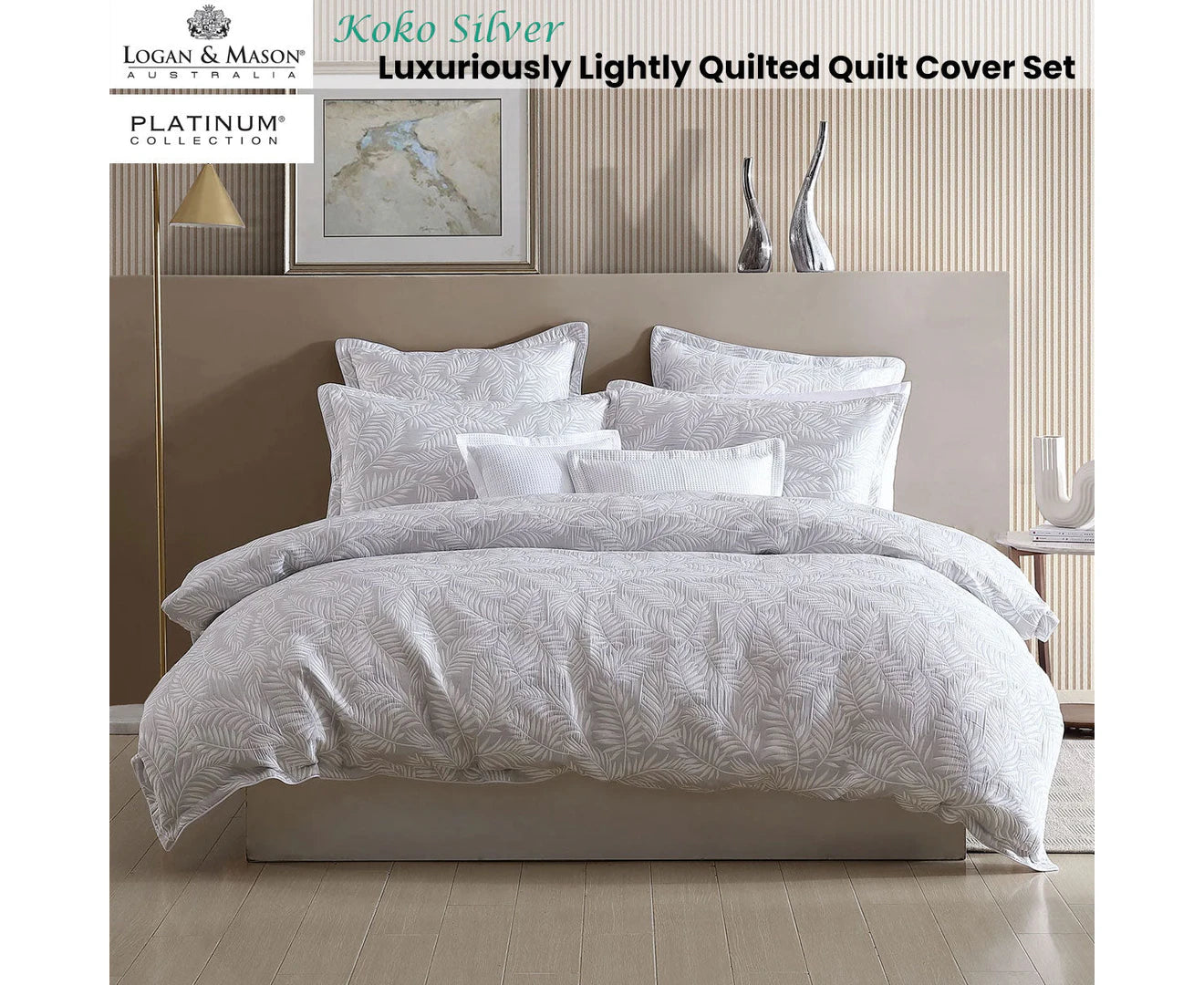 Logan and Mason Koko Silver Quilt Cover Set