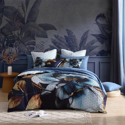 Logan and Mason Golden Glow Quilt Cover Set Navy