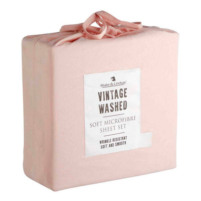 Blake and Lindsay Vintage Washed Microfibre Sheet Set Blush