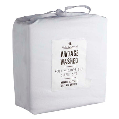 Blake and Lindsay Vintage Washed Microfibre Sheet Set White