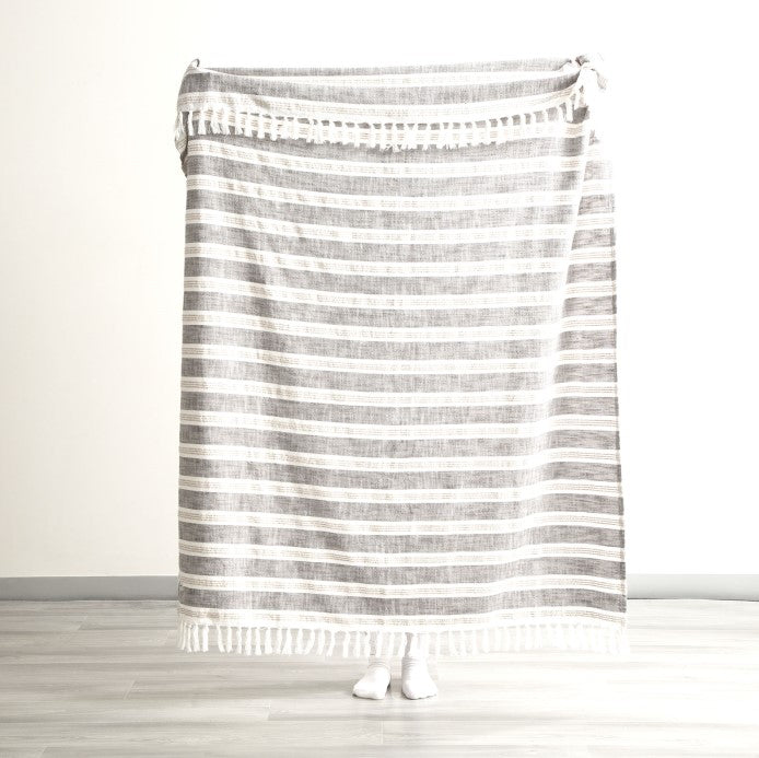 Como Stripe Cotton Throw Onyx