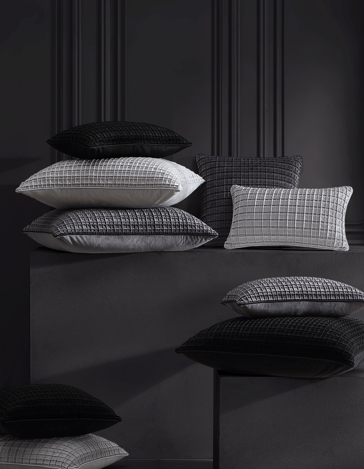 DAVINCI OPULENCE PINTUCKED VELVET ACCESSORIES GRANITE