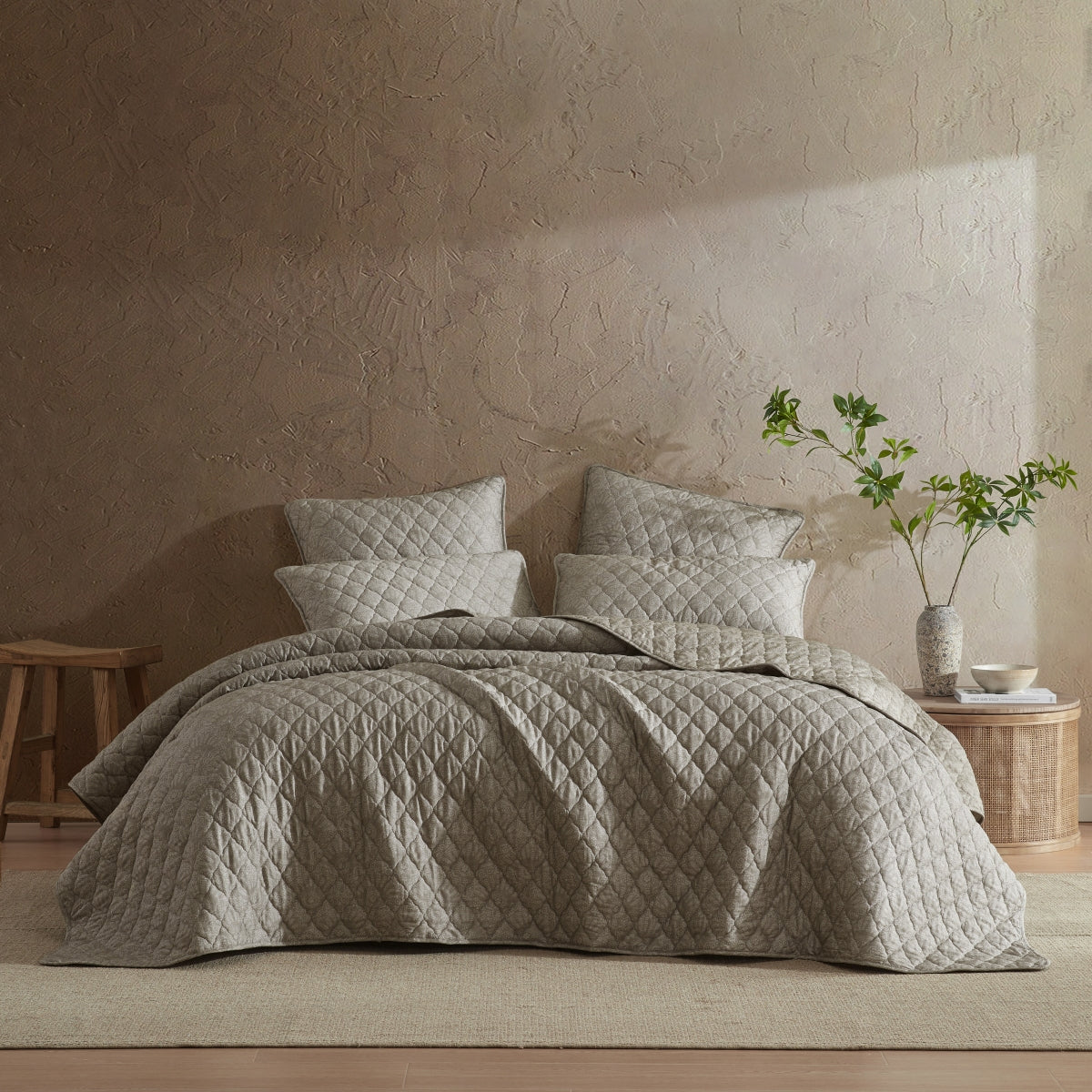 LOGAN & MASON BLAIR TAUPE COVERLET SET