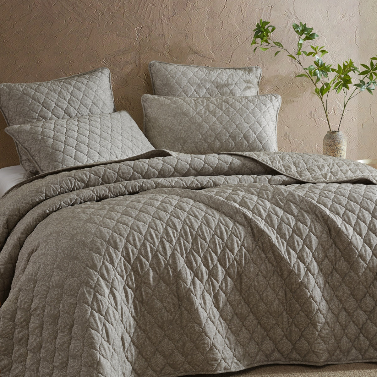 LOGAN & MASON BLAIR TAUPE COVERLET SET