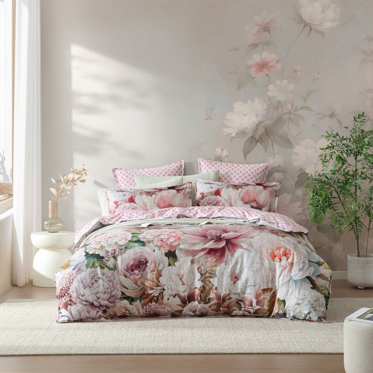 LOGAN & MASON OLEANDER PINK QUILT COVER SET