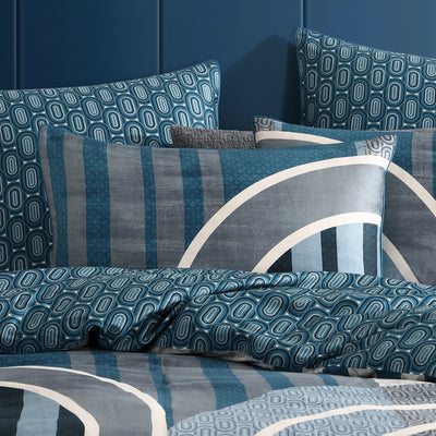LOGAN & MASON PATHWAY TEAL QUILT COVER SET