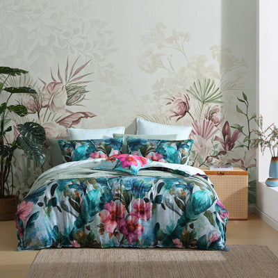 LOGAN & MASON VALENTINE TEAL QUILT COVER SET