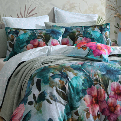 LOGAN & MASON VALENTINE TEAL QUILT COVER SET