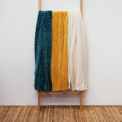 Leslie Chenille Throw 130x160cm Ochre