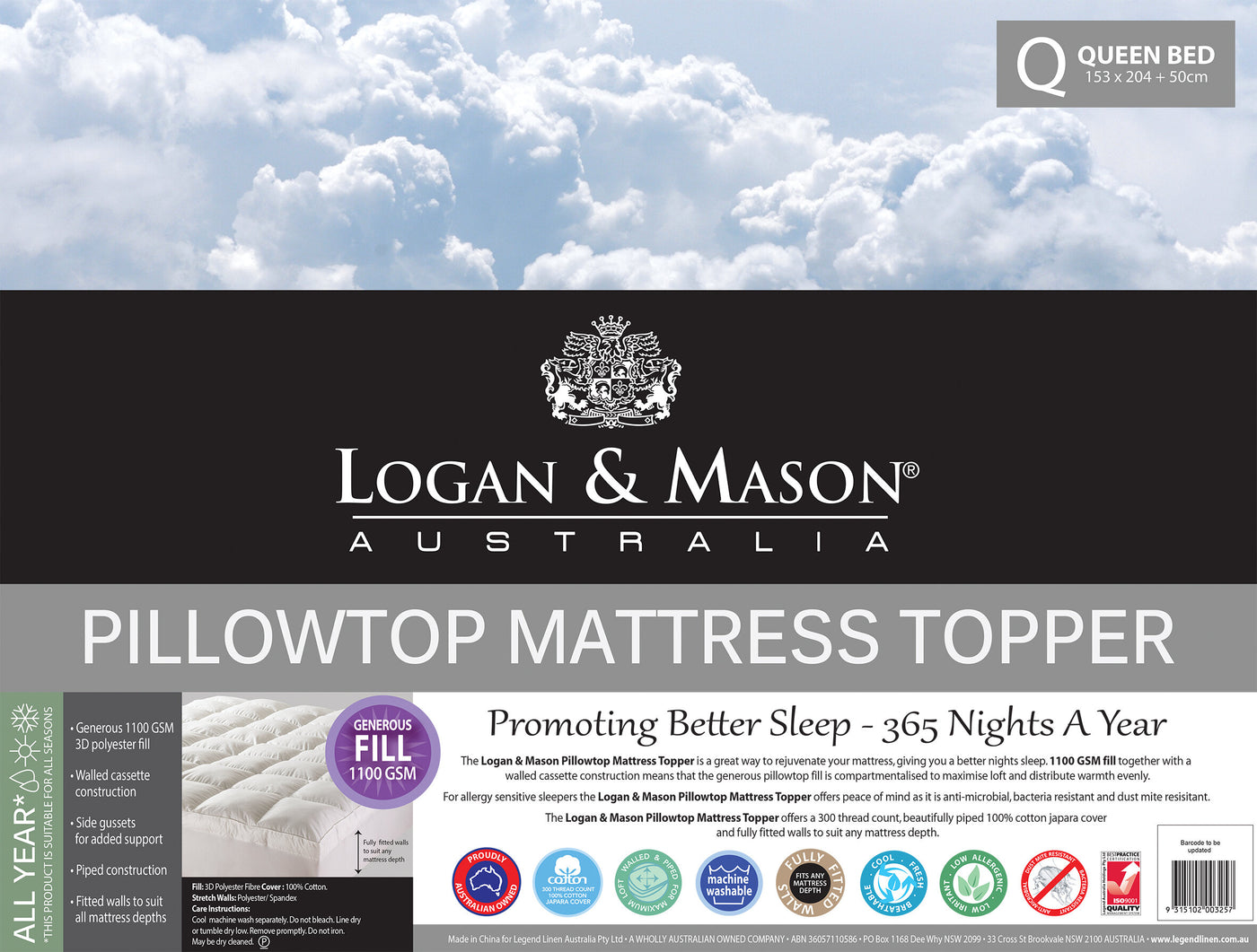 Logan and Mason Pillowtop Mattress Topper