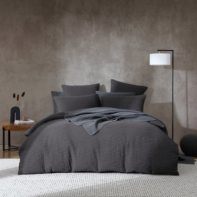 PLATINUM ARIEL CHARCOAL QUILT COVER SET