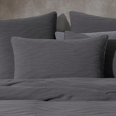 PLATINUM ARIEL CHARCOAL QUILT COVER SET