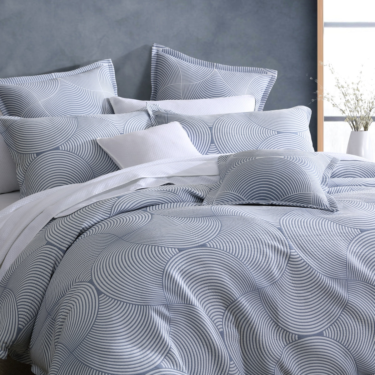 PLATINUM ARLO SLATE QUILT COVER SET
