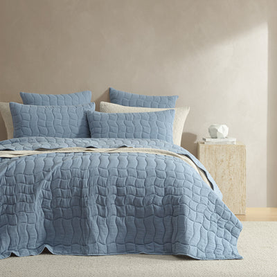 PLATINUM CASCADE SLATE COVERLET SET