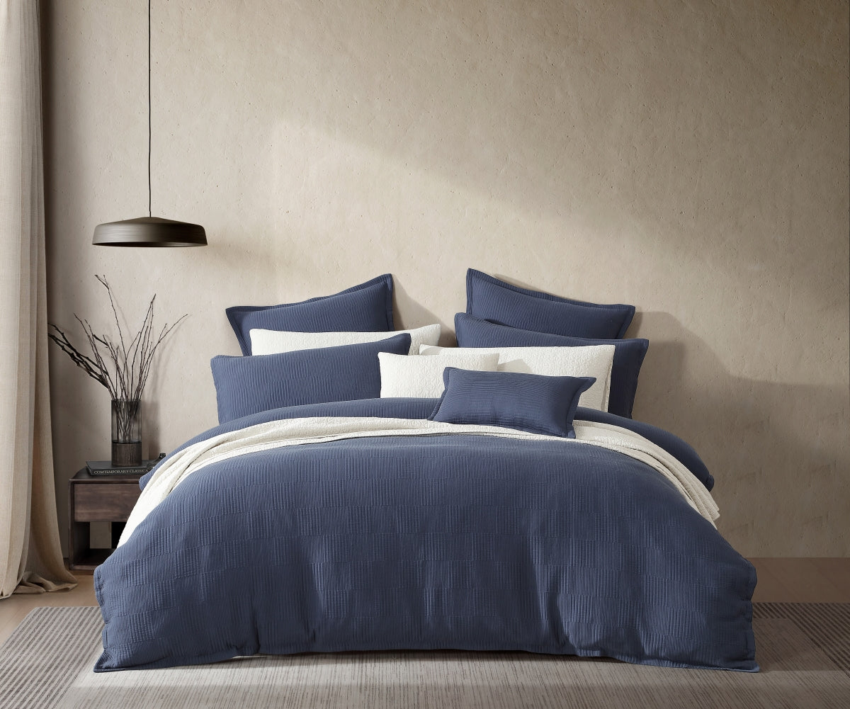PLATINUM CASPIAN INDIGO QUILT COVER SET