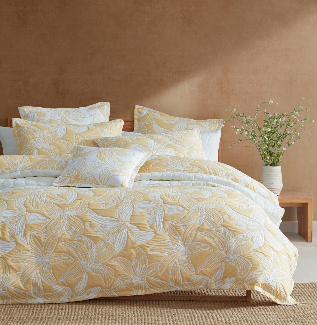 PLATINUM GRACE MUSTARD QUILT COVER SET