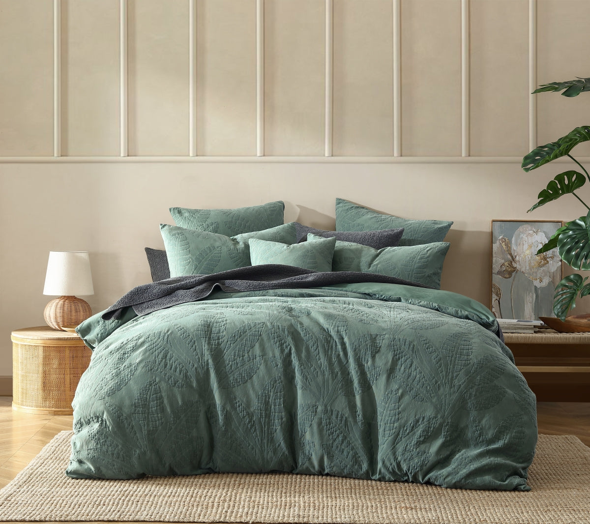 PLATINUM MOANA CILANTRO QUILT COVER SET