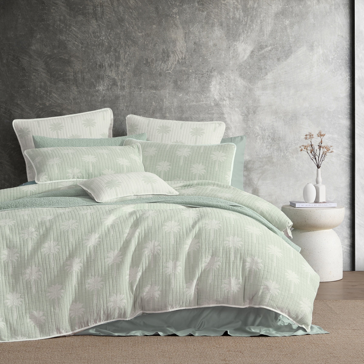 PLATINUM TAHITI SAGE  QUILT COVER SET