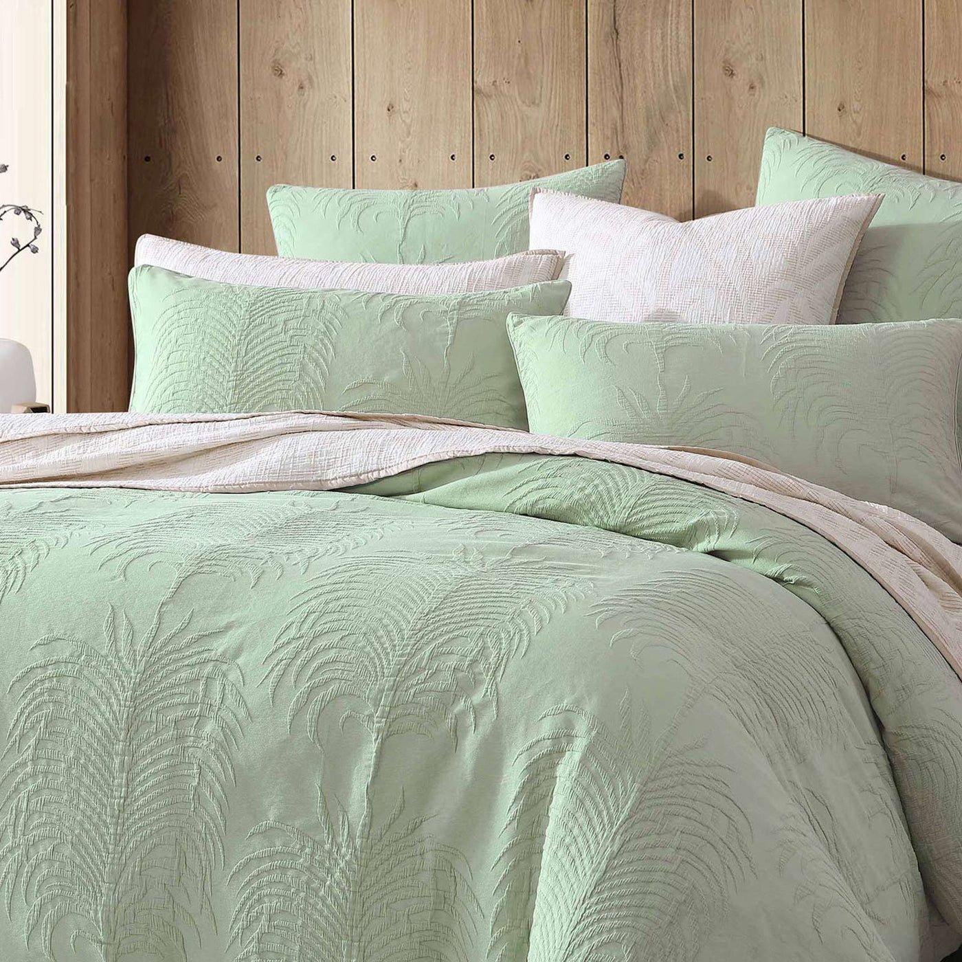 Platinum Tropicana Quilt Cover set sage