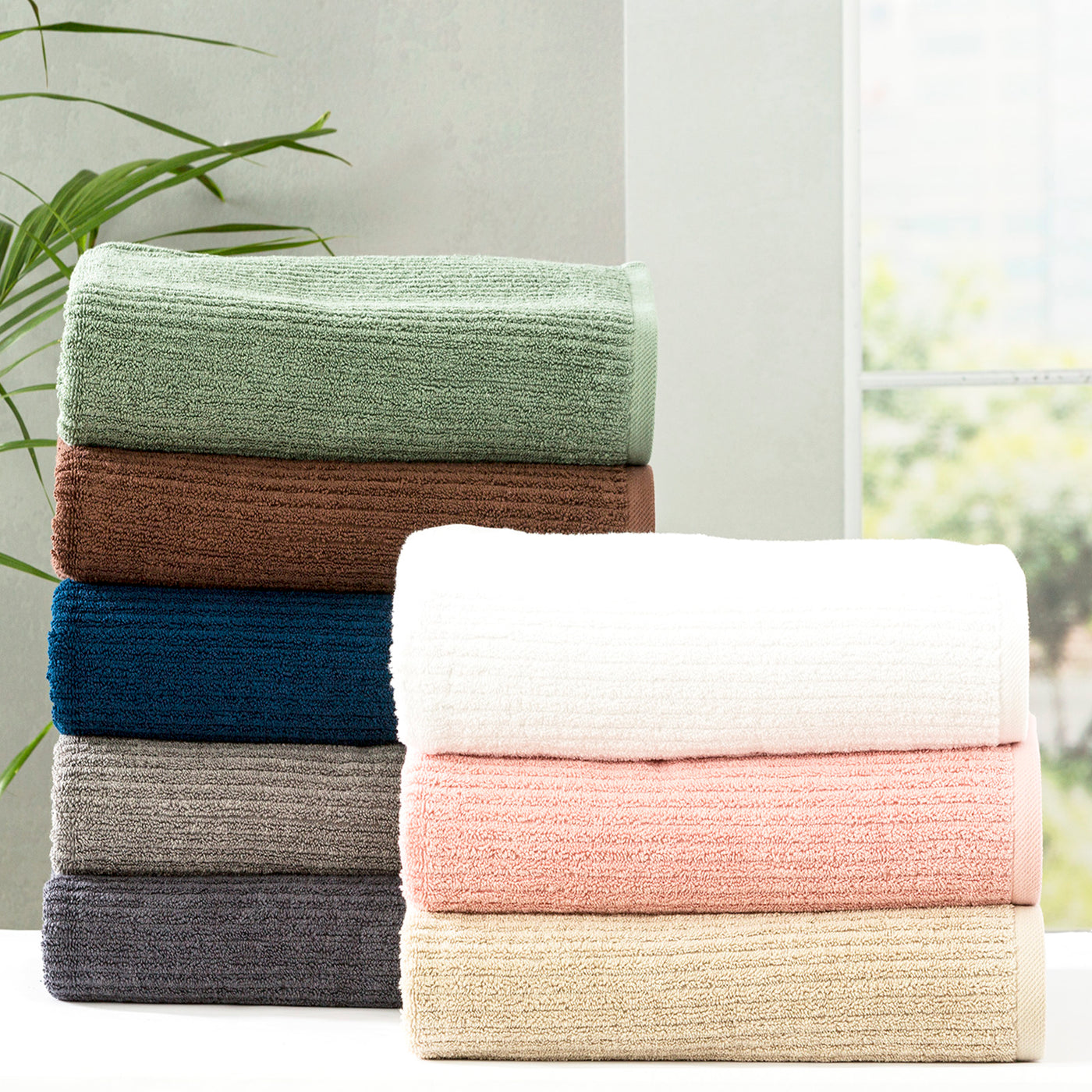 Cobblestone Ribbed Towels White