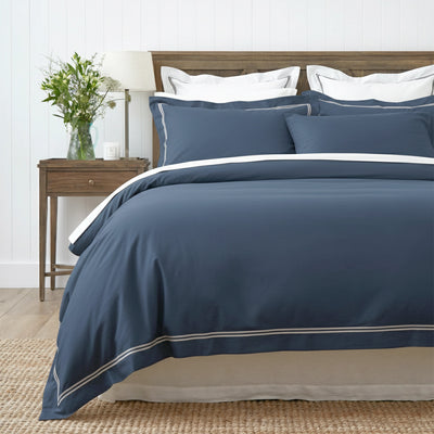 Strada Egyptian Cotton 1000 Thread count Quilt Cover Set Indigo