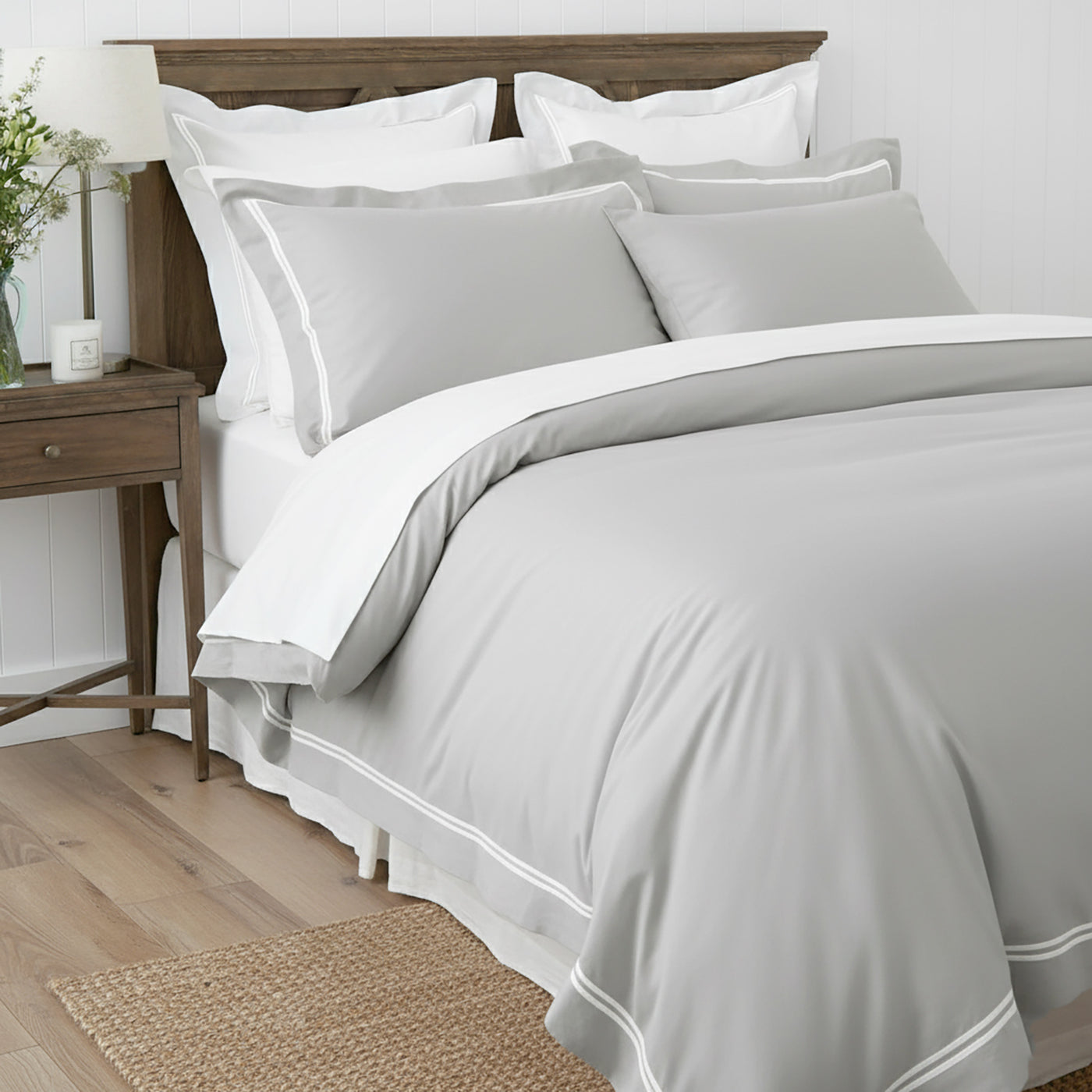 Strada Egyptian Cotton 1000 Thread count Quilt Cover Set Silver White